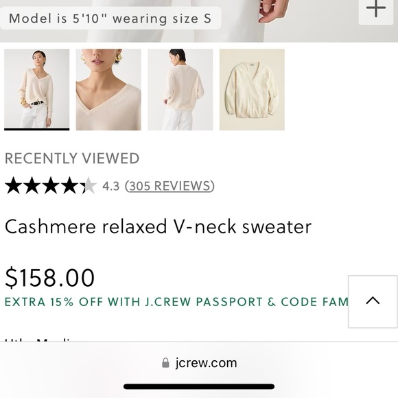 J Crew Cashmere Relaxed V-neck Sweater - Picture 5 of 5